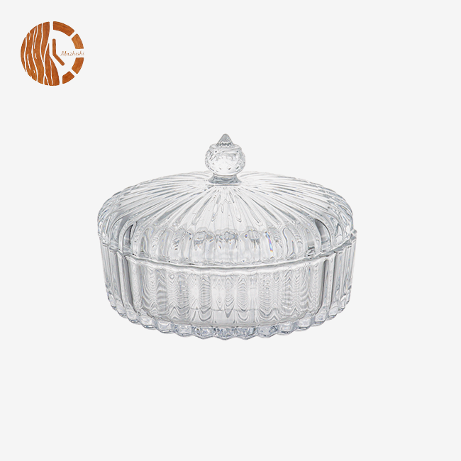Ribbed Glass Jar Candy Jar With Lid